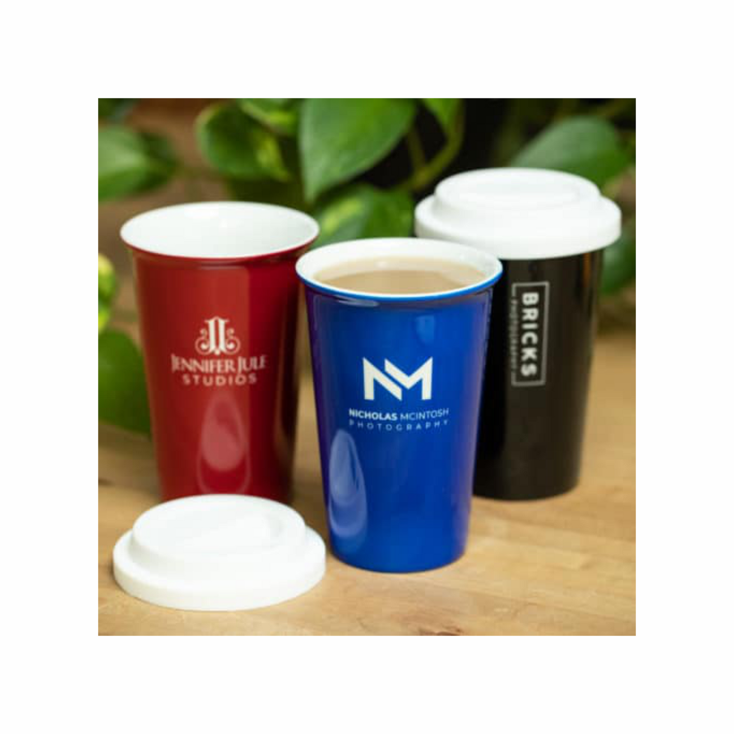 Ceramic Latte Cup With Silicone Lid -14oz